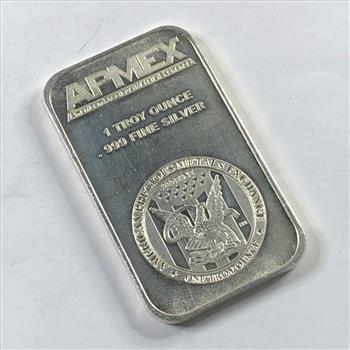 One Troy Ounce .999 Fine Silver Bar*APMEX