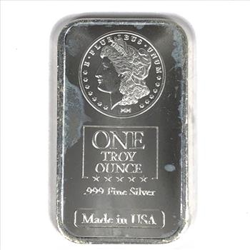 One Troy Ounce .999 Fine Silver Bar*Made in USA*Morgan Design