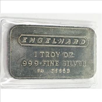 One Troy Ounce .999 Fine Silver Bar*Numbered*Engelhard*In Original Packet