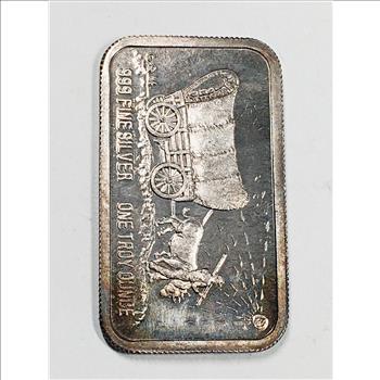 One Troy Ounce .999 Fine Silver Bar*Stage Coach/Mount St. Helens