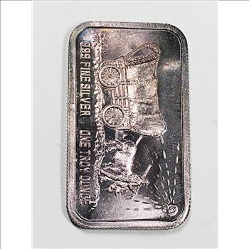 One Troy Ounce .999 Fine Silver Bar*Stage Coach/Mount St. Helens