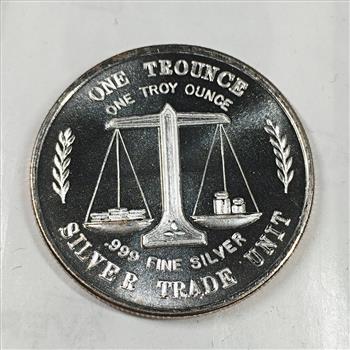 One Troy Ounce .999 Fine Silver Breaker Round*Silver Trade Unit*Crabtree Mint