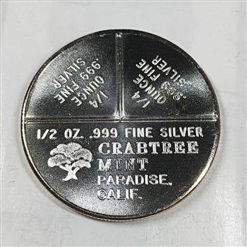 One Troy Ounce .999 Fine Silver Breaker Round*Silver Trade Unit*Crabtree Mint