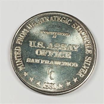 One Troy Ounce .999 Fine Silver Round*1981 US Strategic Stockpile Silver*Silver Trade Unit