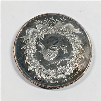One Troy Ounce .999 Fine Silver Round*1992 Merry Christmas