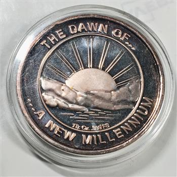 One Troy Ounce .999 Fine Silver Round*2000 The Dawn of a New Millennium*In Capsule