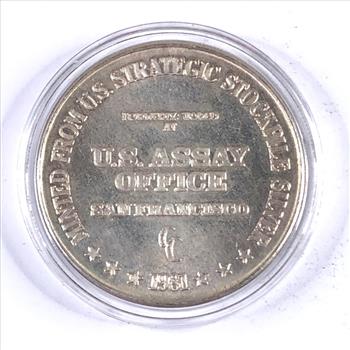 One Troy Ounce .999 Fine Silver Round*Minted From US Strategic Stockpile Silver*In Capsule