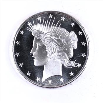 One Troy Ounce .999 Fine Silver Round*Peace Dollar Design