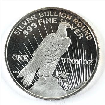 One Troy Ounce .999 Fine Silver Round*Peace Dollar Design