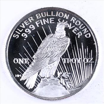 One Troy Ounce .999 Fine Silver Round*Peace Dollar Design