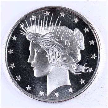 One Troy Ounce .999 Fine Silver Round*Peace Dollar Design
