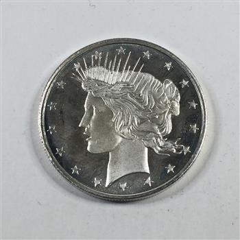 One Troy Ounce .999 Fine Silver Round*Peace Dollar Design