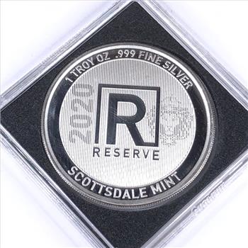 One Troy Ounce .999 Fine Silver Round*Scottsdale Mint*In Protective Holder