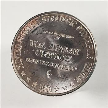 One Troy Ounce .999 Fine Silver Round*Silver Trade Unit*Minted From US Strategic Stockpile Silver*1981