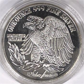 One Troy Ounce .999 Fine Silver Round*St. Gaudens Design*Silvertowne*In Protective Capsule