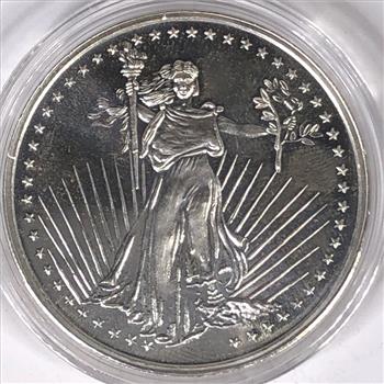 One Troy Ounce .999 Fine Silver Round*St. Gaudens Design*Silvertowne*In Protective Capsule