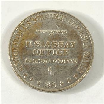 One Troy Ounce .999 Fine Silver Round*US Assay Office; San Francisco