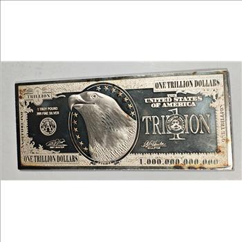 One Troy Pound (12 Troy Ounces) .999 Fine Silver One Trillion Dollars Note*Proof