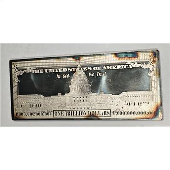 One Troy Pound (12 Troy Ounces) .999 Fine Silver One Trillion Dollars Note*Proof