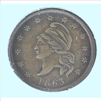 Patriotic Liberty Phrygian Cap Civil War Token Store Card Millions for Defense Not 1 Cent for Tribute