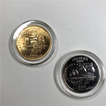 Platinum and Gold Layered Indiana State Quarter *Indianapolis 500