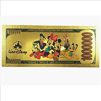Pluto Gold Foil Million Dollar Commemorative Banknote
