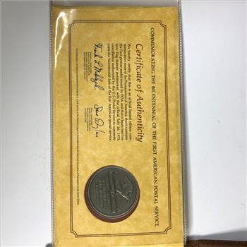 Postal Service Bicentennial Commemorative Medal and Stamps in Display Album