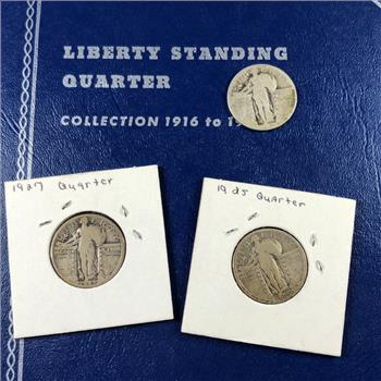Pre-owned Liberty Standing Quarter Collector's Album 1916-1930*Includes 3 Silver Liberty Standing Quarters