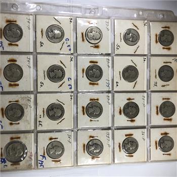 Pre-owned Washington Head Quarter Collector's Album 1932-1645*Includes 20 Silver Washington Quarters of Various Grades