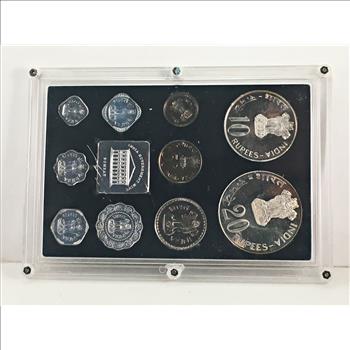 RARE 1973 Republic of India Silver Proof Coin Set*10 Coin Set in Original Packaging