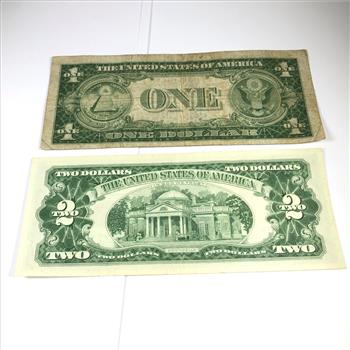 RARE Red S 1935 Silver Certificate and 1963 Series Red Seal $2 Notes