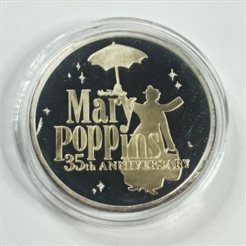 RARE!!*1999 Mary Poppins 35th Anniversary 1oz Silver & 24K Gold .999  Medallion*ONLY 2000 MINTED*In Custom Etched Box by Disney