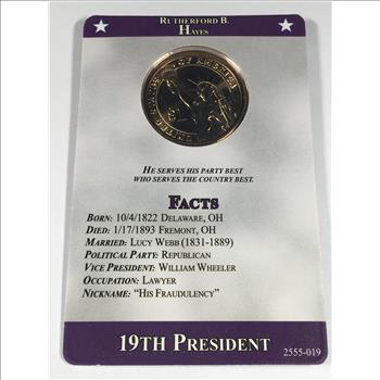 Rutherford B. Hayes Presidential Commemorative Dollar*Brilliant Uncirculated*Facts Card