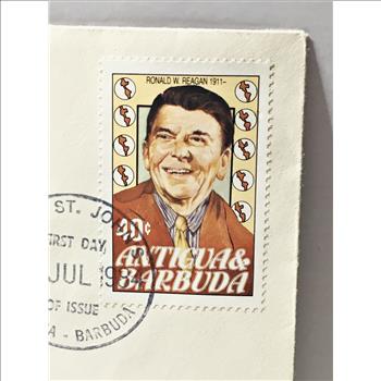 Sealed Envelope Commemorating Ronald Reagan*Postmarked 1984 From Antiqua & Barbuda*FDC 49c Stamp