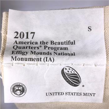 SEALED SEWN $25 US Mint Bag 2017-S America the Beautiful Effigy Mounds National Monument Commemorative Quarters