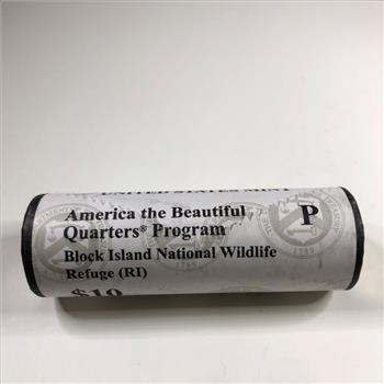 Sealed US Mint Wrapped Roll America The Beautiful Quarters Block Island National Park