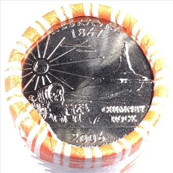 SEALED/UNOPENED $10 Bank Roll of 2006-D Nebraska State Commemorative Quarters*Brilliant Uncirculated