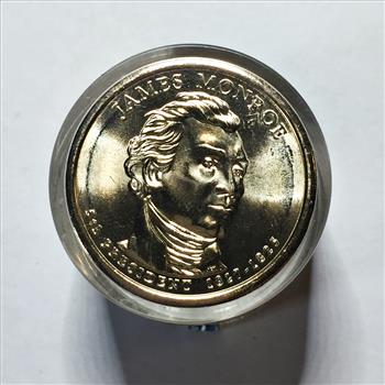 SEALED/UNOPENED 2008-D $12 Tube of Brilliant Uncirculated James Monroe Commemorative Presidential Dollars