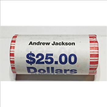 SEALED/UNOPENED $25 Bank Roll of 2008 Andrew Jackson Commemorative Presidential Dollars*Brilliant Uncirculated