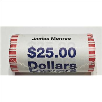SEALED/UNOPENED $25 Bank Roll of 2008 James Monroe Commemorative Presidential Dollars*Brilliant Uncirculated