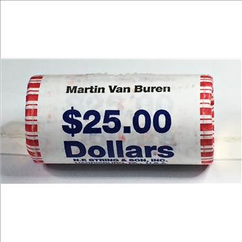 SEALED/UNOPENED $25 Bank Roll of 2008 Martin Van Buren Commemorative Presidential Dollars*Brilliant Uncirculated