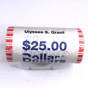 SEALED/UNOPENED $25 Bank Roll of Ulysses S. Grant Presidential Commemorative Dollars*Brilliant Uncirculated