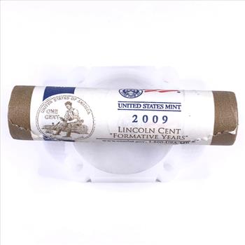 SEALED/UNOPENED 50c US Mint Roll of 2009-P Formative Years Lincoln Head Commemorative Cents*Brilliant Uncirculated