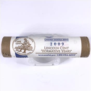 SEALED/UNOPENED US Mint 50c Roll 2009-D Lincoln Head Formative Years Commemorative Cents*Brilliant Uncirculated