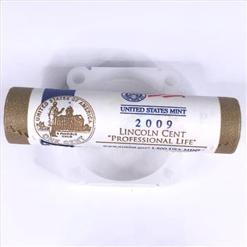 SEALED/UNOPENED US Mint 50c Roll of 2009-P Lincoln Head Professional Life Cents