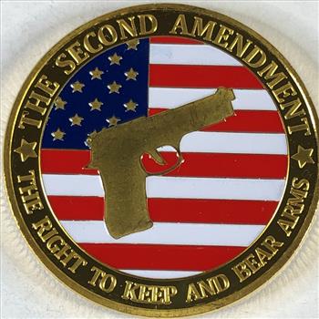 Second Amendment-Right to Bear Arms Colorized 24K Gold Layered Medallion*Proof*1.5