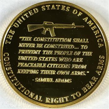 Second Amendment-Right to Bear Arms Colorized 24K Gold Layered Medallion*Proof*1.5