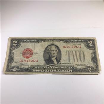 Series 1928D $2 United States Red Seal Note*Circulated*Crisp Paper