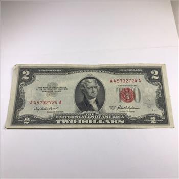 Series 1953A $2 United States Red Seal Note*Circulated*Crisp Paper