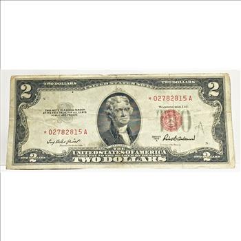 Series 1953A $2 United States Red Seal STAR NOTE REPLACEMENT ERROR*Circulated*Crisp Paper